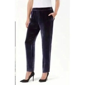 Tommy Bahama Purple Velour Silk Straight Leg Pants L